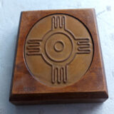 P G N COPPER WITH WOOD PLATE  4" x 4"